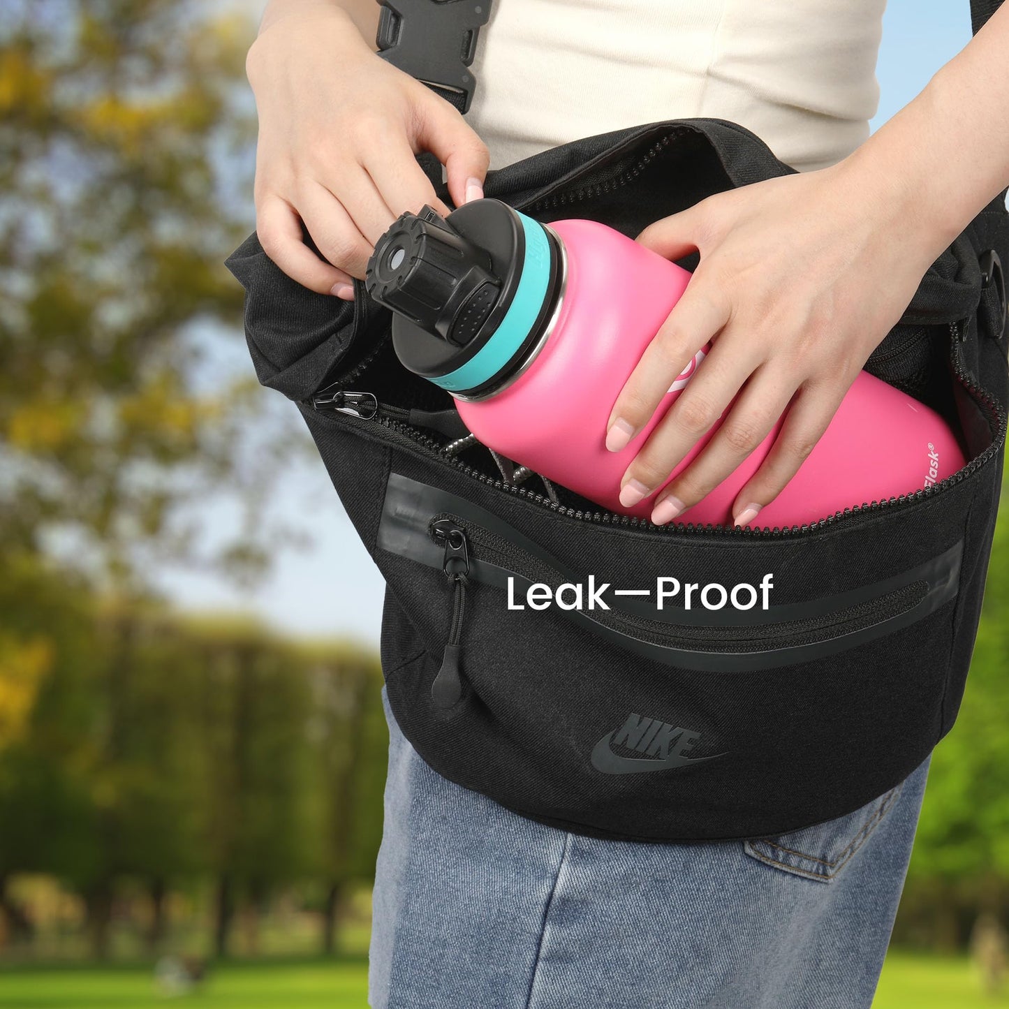 Flip Lid for Hydro flask Wide Mouth 12, 16, 18, 32, 40, 64 oz Water Bottles, Spout Lid for Hydroflask, Thermoflask and Other Sports Water Bottles with Button Lock, Easy Carry, Leak Proof