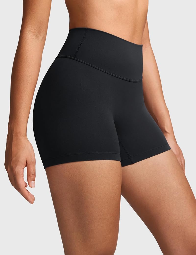 INGIA No Front Seam Biker Shorts 4'' Inseam - Black, 4'' - Small