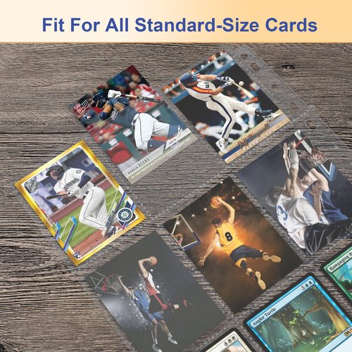 REGUICORP 50 Pack Card Sleeves Binder Sheets, 9 Pocket Trading Card Binder Sleeves for 3 Ring Binder, Baseball Cards Sleeves Holds 900 Cards Fit for Baseball, Football, Game, Kpop Cards