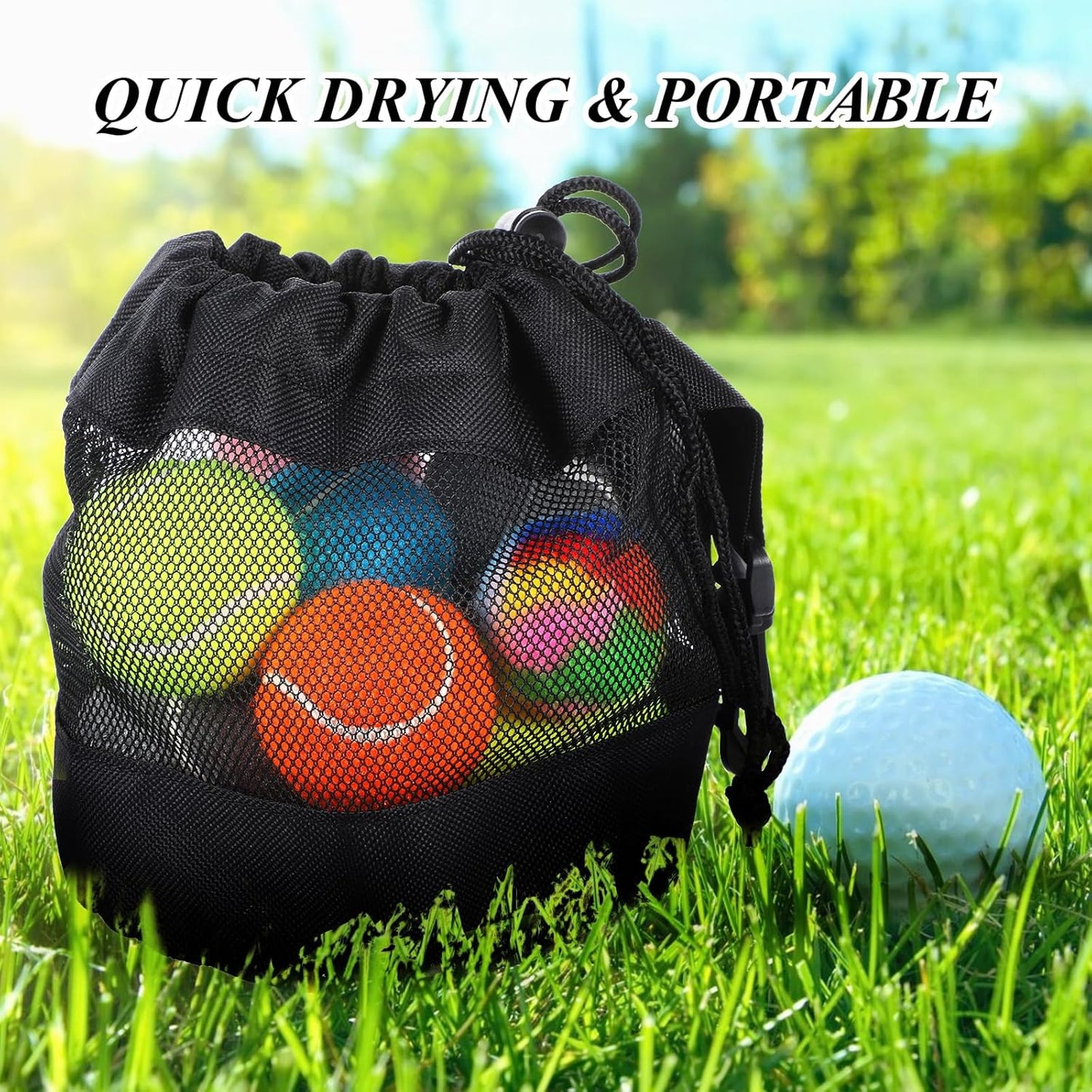 3 PCS Golf Ball Shag Bag, Nylon Shag Bag for Golf Balls, Black Mesh Storage Pouch, Drawstring Ball Pouch for Storing Balls