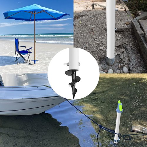 Dock Auger Sand Auger Boat Anchor for PVC Tubing Sandbar Anchor,Sand Anchor for Boat,Dock Auger Fit 1.5" Schedule 40 PVC with 1.57" ID,for Secure Pontoon Boat Beach Umbrella Shallow Water Anchor