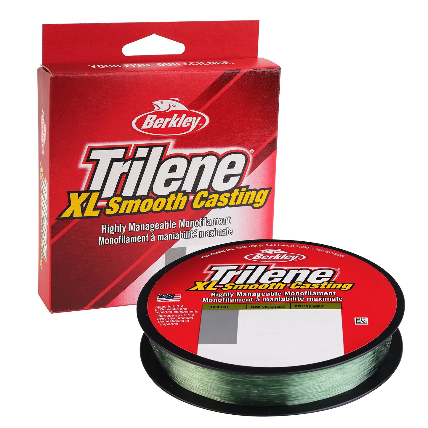 Berkley Trilene® XL®, Low-Vis Green, 14lb | 6.3kg, 300yd | 274m Monofilament Fishing Line, Suitable for Freshwater Environments