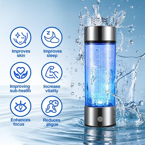 3Min Hydrogen Water Bottle, 1800ppb Hydrogen Water Bottle Generator - SPE/PEM Technology, Gifts for Women, 14OZ Portable Hydrogen Water Generator - Back to School Gift, for Home, Gym, Travel & Office