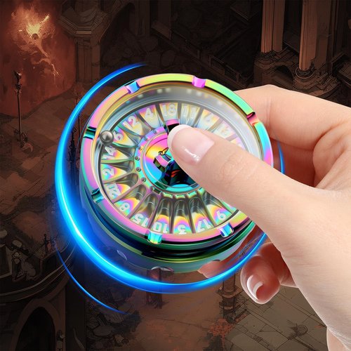 DNDND Roulette D20 Metal Spinner Dice with Gift Box for Dungeons and Dragon D&D RPG & Table Games (Rainbow)