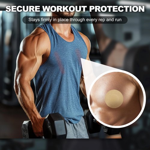 Bretape 100Pcs (50 Pairs) Nipple Covers Men, No-Show Mens Nipple Guard Tape Anti-Chafing Nipple Covers for Men, for Running, Sports, and Daily Wear (Beige 25 Pairs + White 25 Pairs)-V01