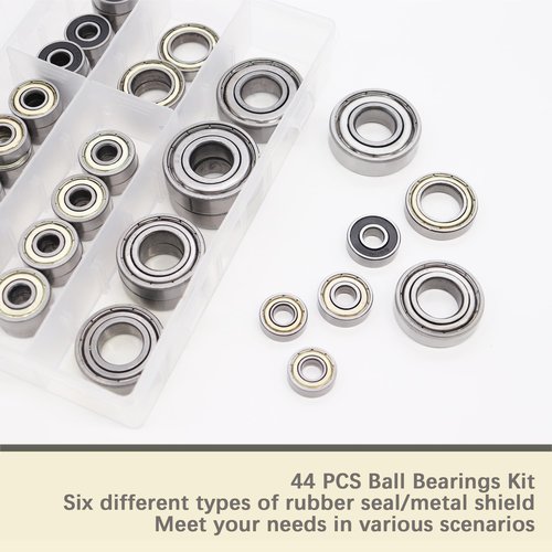 Dianrui Ball Bearings Assortment Kit 44 PCS—608RS/ 608ZZ/ 698ZZ/ 628ZZ/ 6903ZZ/ 6003ZZ/ 6203ZZ Small Bearings Kit for Skateboard Bearings, Furniture Wheel, Roller Skates, 3D Printing and ect—7 Molde