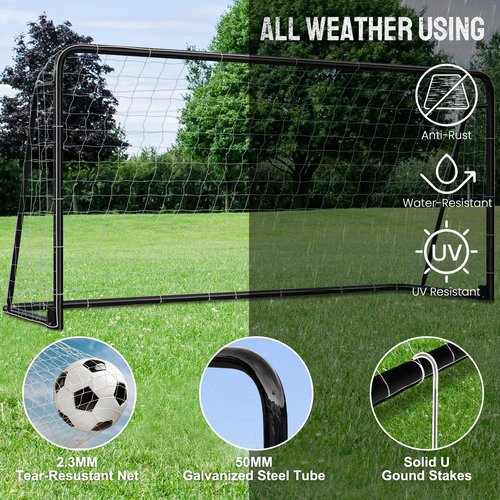 Docred 6x4/8x6/10x6.5/12x6/16x7ft Soccer Goals, Foldable Steel Soccer Goal for Backyard, Weatherproof Metal Soccer Goal for Teens/Adults Practice Training