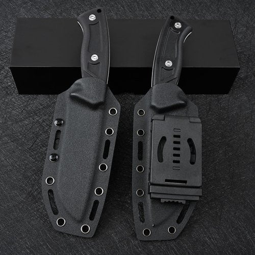 SDOKEDC Knives 14C28N Steel Tactical Fixed Blade Knife with kydex sheath G10 Handle for Men EDC Outdoor Camping Survival Hunting (White stone wash+black G10)