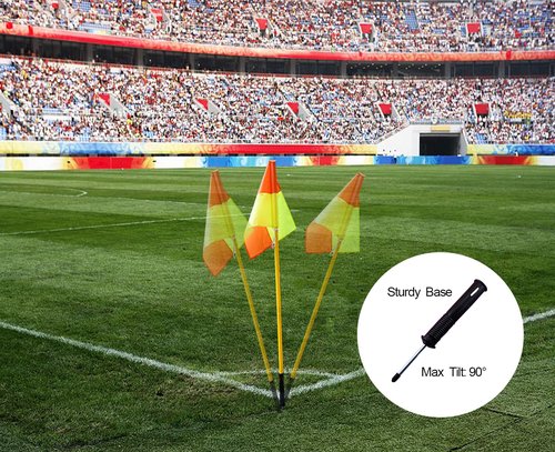 Soccer Corner Flags Set of 4, Playing Field Corner Flags, Soccer Flag Pulling, Soccer Agility Poles, Flag Soccer Football Equipment For Training Turf W/Bright Flags
