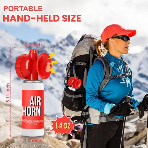 Marine Boat Air Horn 1.4oz, Loud Mini Handheld Air Horns for Safety, Mini Small Compressed Can Blow Fog Bear Horn, Emergency Use for Boating, Hiking, Camping, Sporting Events Outdoor Alarm (2PCS)