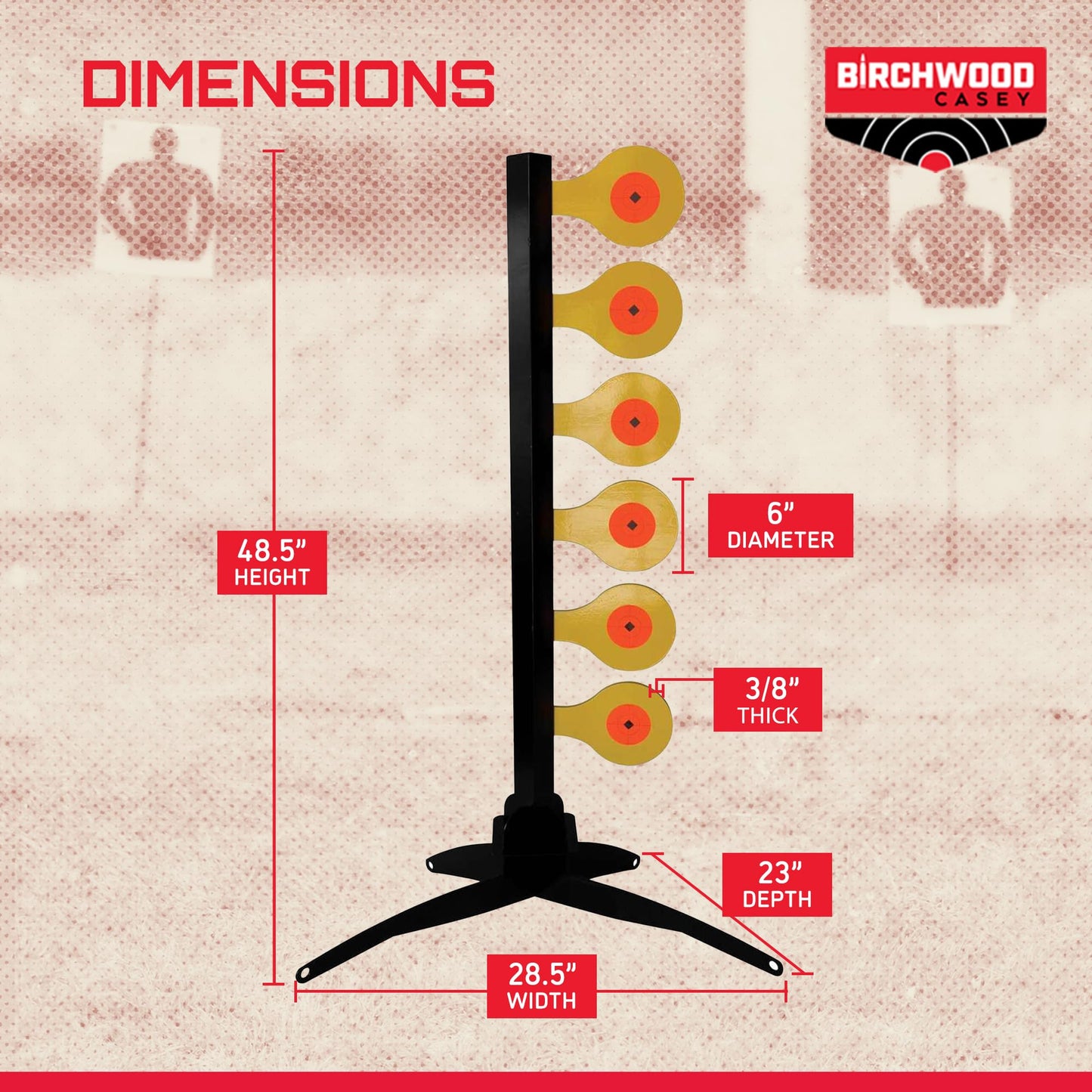 Birchwood Casey Handgun Dueling Tree Target with AR500 Steel Paddles, World of Targets - Shooting Stand Equipment with Accessories for Outdoor Practice and Training
