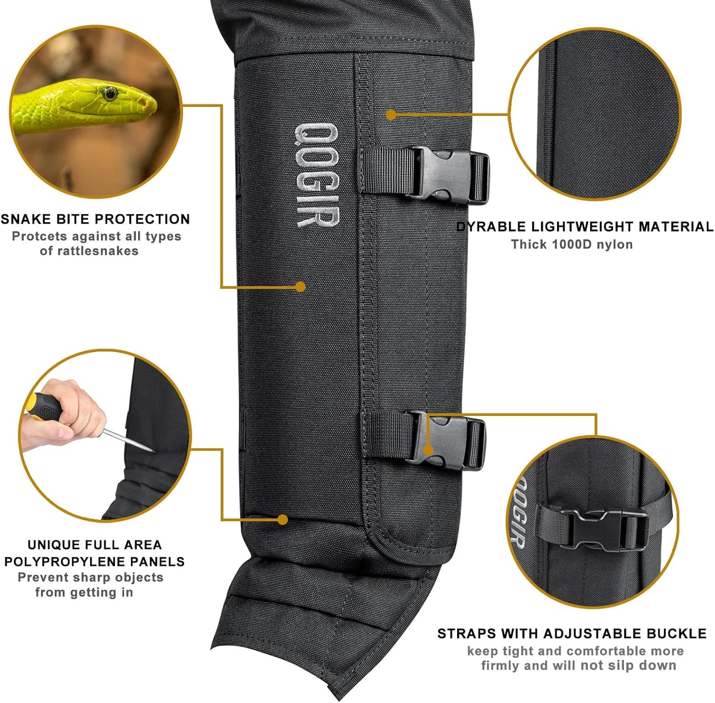 IceBlade Snake Chaps, Full Leg Protection from Snake Bites, Waterproof Hunting Gear, Adjustable Size Snake Guard Gaiters for Legs, Briar Thorns, and Brush, Durable Snake Bite Defense
