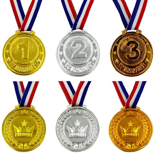 Flyekist 36 Pieces Plastic Winner Award Medals for Kids, Childrens Plastic Gold Silver Bronze Medals for Sports, Games Competitions, Party Favors and Decorations