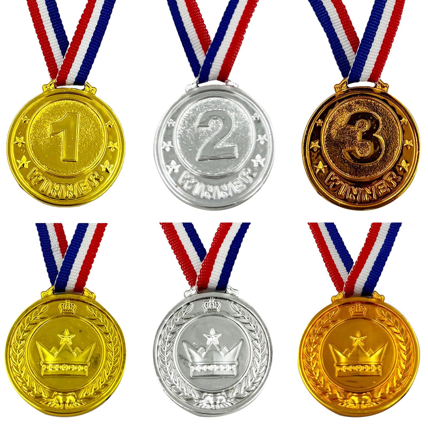 Flyekist 36 Pieces Plastic Winner Award Medals for Kids, Childrens Plastic Gold Silver Bronze Medals for Sports, Games Competitions, Party Favors and Decorations