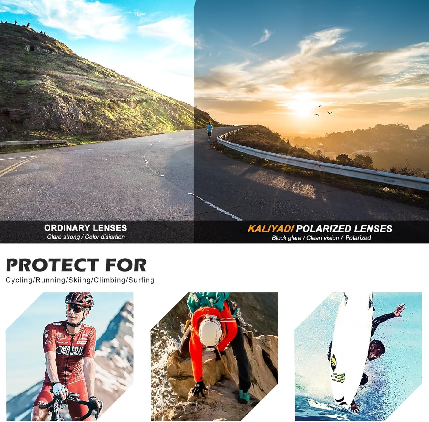 KALIYADI Sports Polarized-Sunglasses-Men WomenMens-Sunglasses: Sun Glasses with UV400 for Running Cycling Golf Fishing