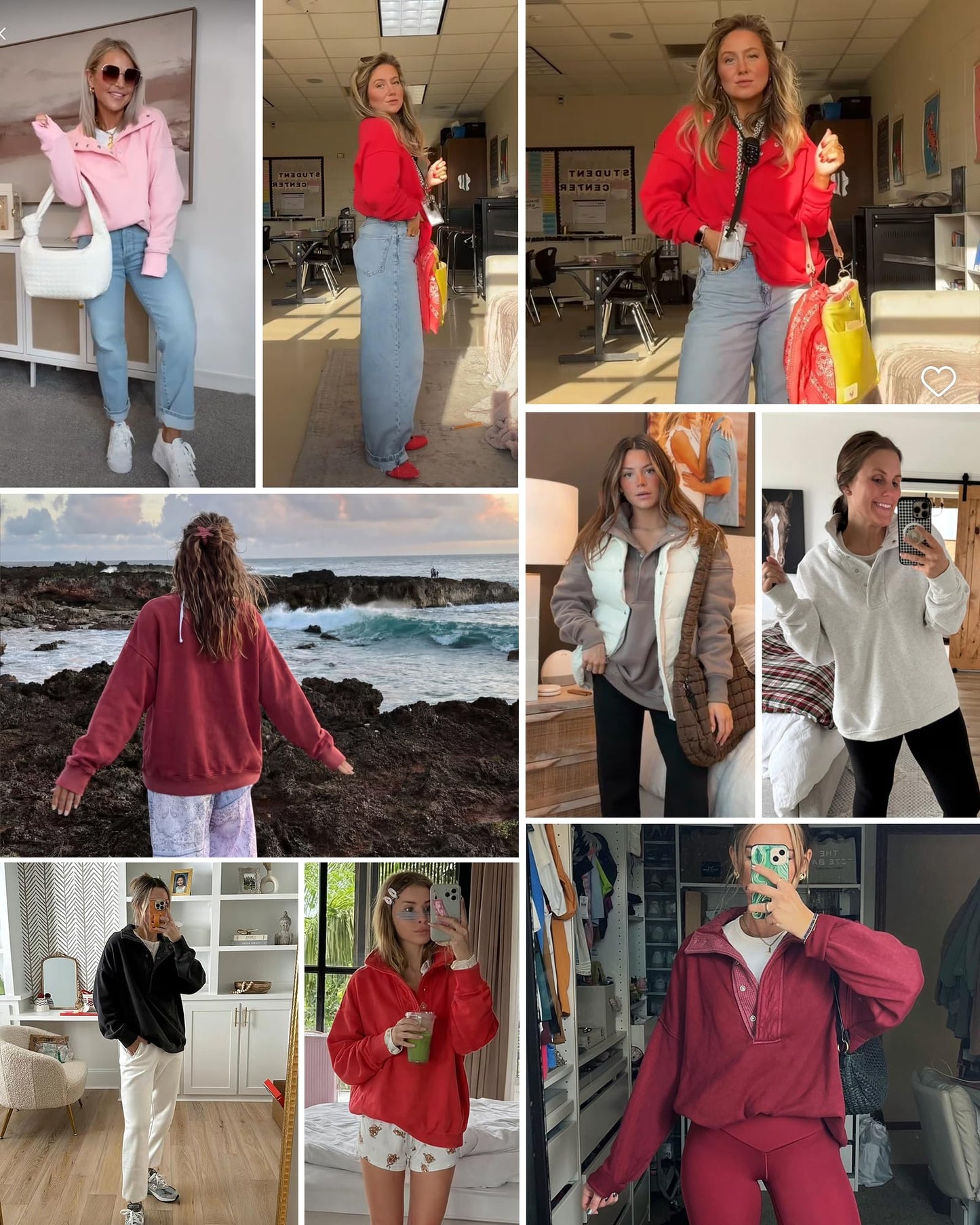 Gacaky Sweatshirt for Women Oversized Casual Long Sleeve Button Henley Neck Pullover Tops Fashion Outfits Clothes Gray XS