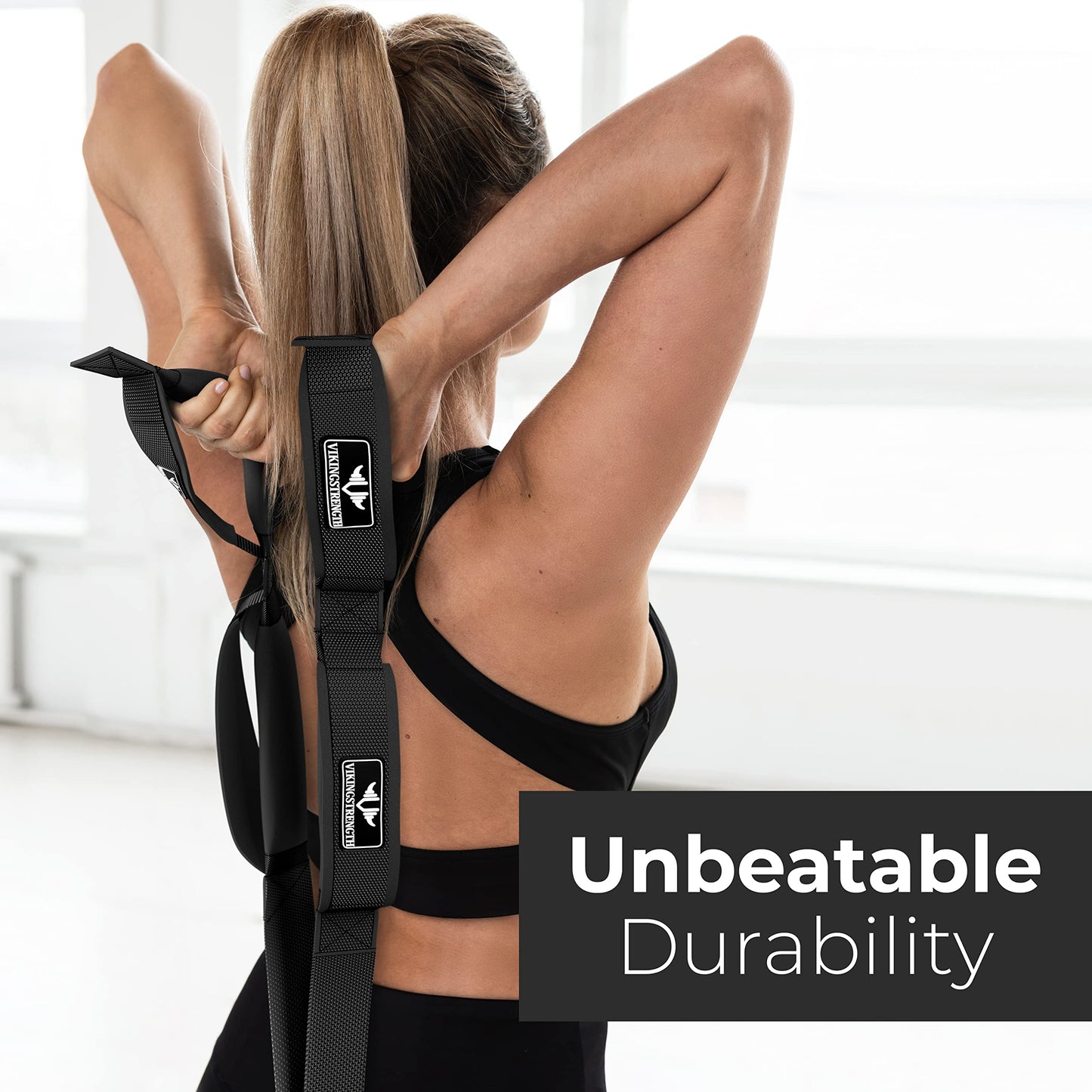 VIKINGSTRENGTH Patented Tricep Rope Cable Attachment - Enhanced Length for Maximum Muscle Engagement - Comfortable Anti-Slip Grip - Versatile for All Cable Machines + V-Strength Workout App