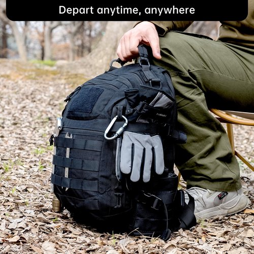 JOMAILIEEL Tactical Backpack for Men 27L Assault Pack Molle Pack with Multiple Compartments Outdoor Gear Backpack for Motorcycle,Hiking and Camping Waterproof Daypack (Black)
