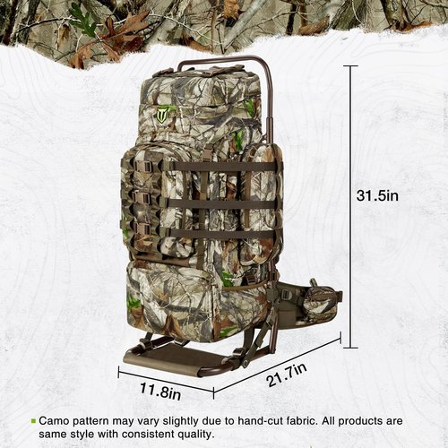 TIDEWE Hunting Backpack 5500cu with Frame and Rain Cover for Bow/Rifle/Pistol (Next Camo G2)