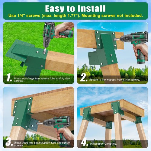 SELEWARE Deer Stand Brackets 4-Pack, Outdoor 4x4 Compound Angle Brackets, Elevator Bracket, Multi-Use Platform Bracket for Deer Stand, Hunting Blinds, Shooting Shack, Observation Decks, Tree Houses