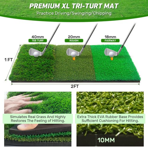 Zensouds Golf Net, 10x7FT with Golf Practice Mat, Hitting Aid Nets for Backyard Driving Chipping Training Swing with Target Outdoor or Indoor– Gifts for Men/Dad/Him