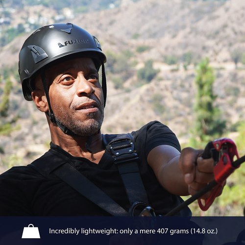 Fusion Climb Meka II Climbing and Zipline Safety Helmet - Black, 6.25-Inch H x 10.3-Inch L x 8.25-Inch W