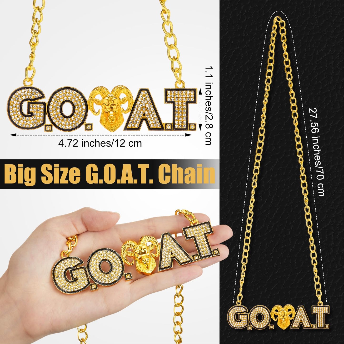 Loetere 1 Pcs Goat Chains Necklace Gold Champion Award Winner Prize Trophy Most Valuable Player Award for Adults Team Player Sports Football Soccer Baseball Softball Game Party Favor