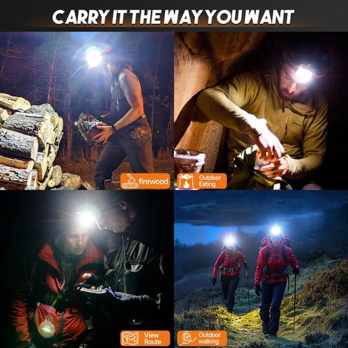 Senduzll Headlamp Rechargeable, 5000 High Lumen Super Bright Head lamp for Adult with 3 Mode, Waterproof, Digital Display, Adjustable, Battery Powered for Outdoor Camping, Fishing, Hunting, Running