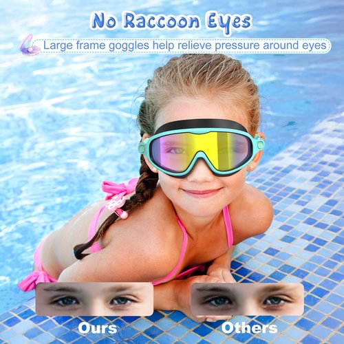 VegoVia 2 Pack Swim Goggles for Kids 6-14, Swimming Pool Goggles for Kids 8-14, Anti-Fog UV Protection for Toddler Youth Teens Boys Girls 6-14, 180°Wide View No Leaking for Pool Beach