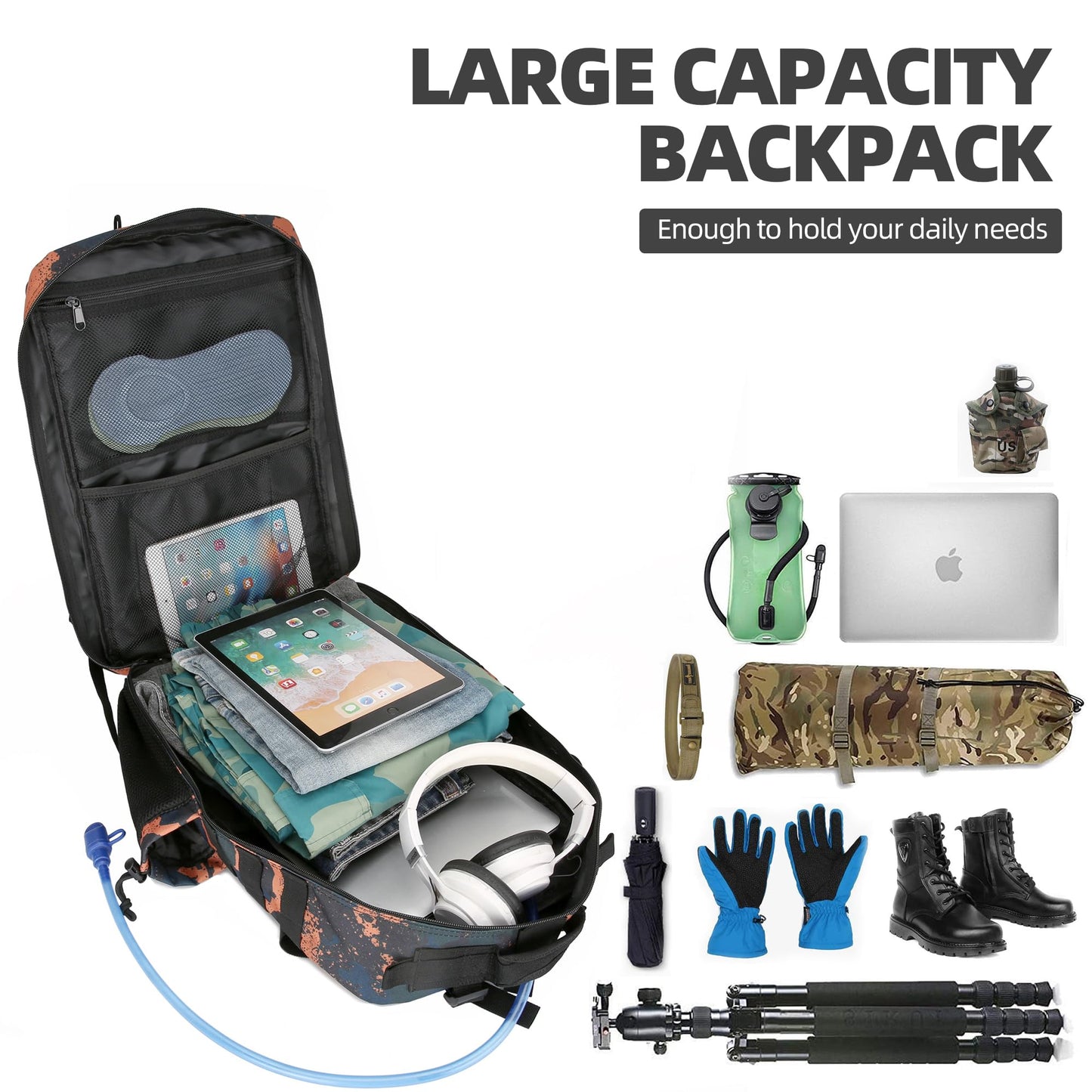 KXBUNQD Military 45L Tactical Assault Backpack 3 day assault pack with Molle Waterproof backpack Rucksack for Tactical Backpacks