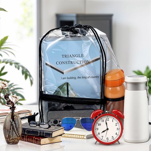 simarro 2Pcs Bustproof PVC Clear Drawstring Bags, Stadium Approval Drawstring Backpack with Mesh Bag, Suitable for Sports, Festivals, Travel, Work, Clear Bag, Suitable For Both Men and Women
