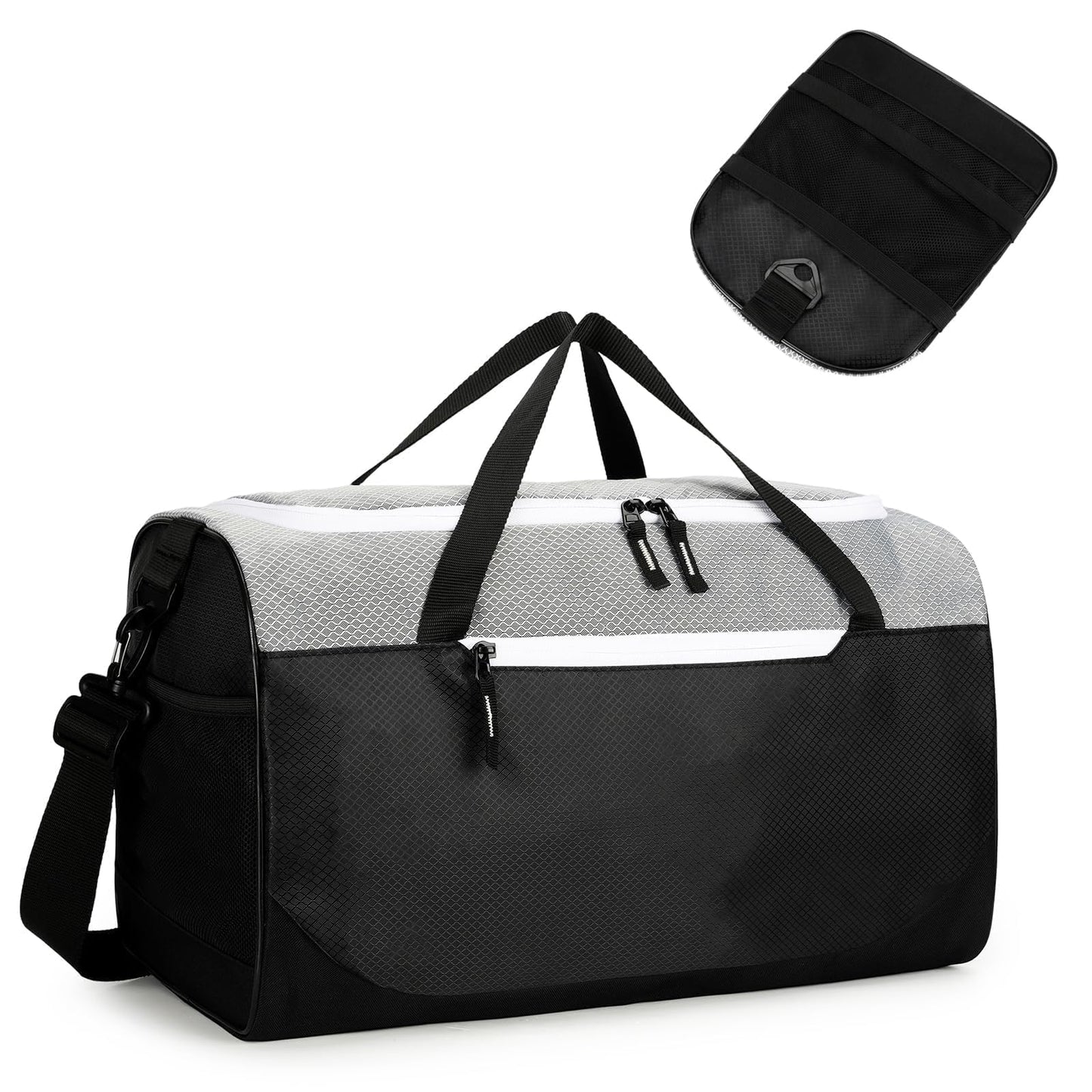Uarition 17 inch Small Gym Bag for Men, Foldable Duffle Bag for Travel, Carry On Duffel Bags for Airplanes, Black