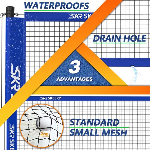 SKEERY Professional Badminton Set with Winch System,Portable Badminton Net Includes Carbon Aluminum Badminton Rackets Set of 4,3 Shuttlecocks and Carrying Bag,Badminton Sets for Backyards,Beach (Blue)