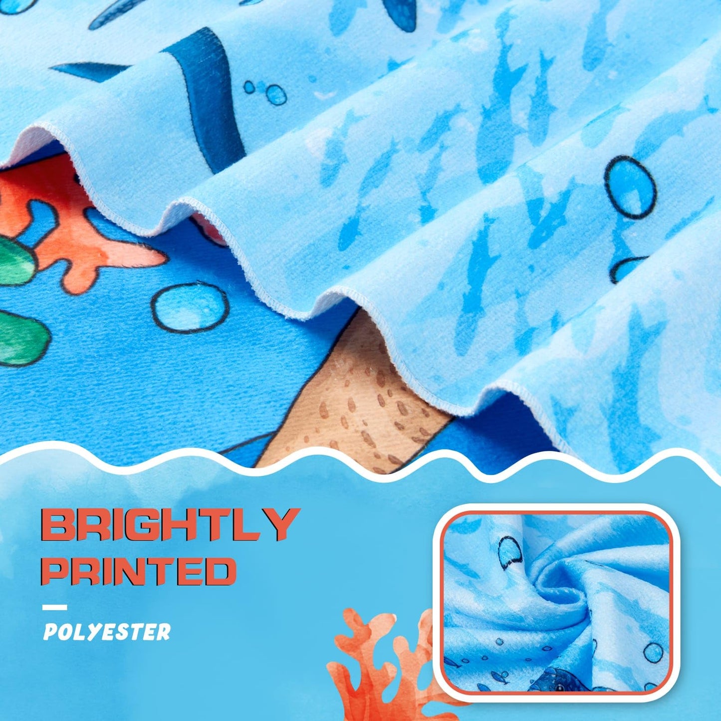 WERNNSAI Kids Beach Towel for Boys, Shark Quick Dry Swim Towel