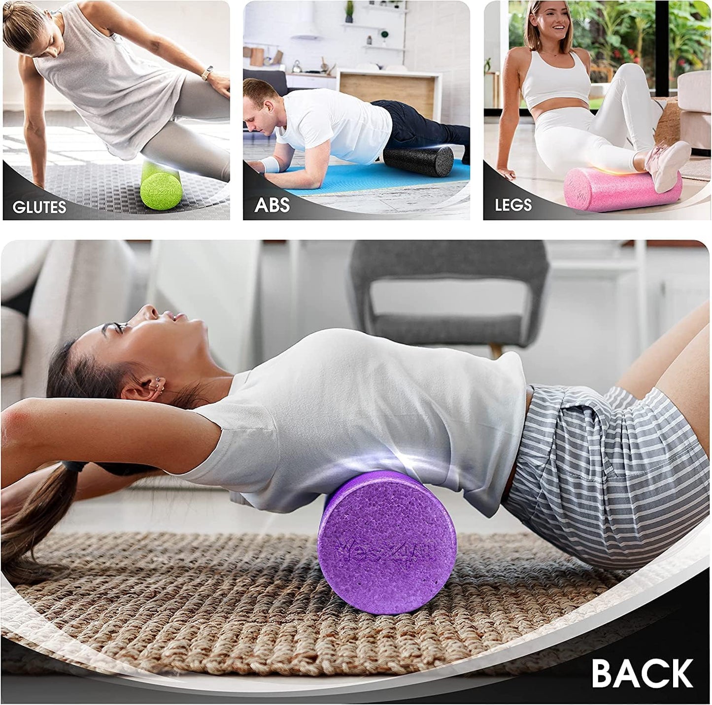Yes4All EPP Exercise Foam Roller – Extra Firm High Density Foam Roller – Best for Flexibility and Rehab Exercises (12 inch, Black)