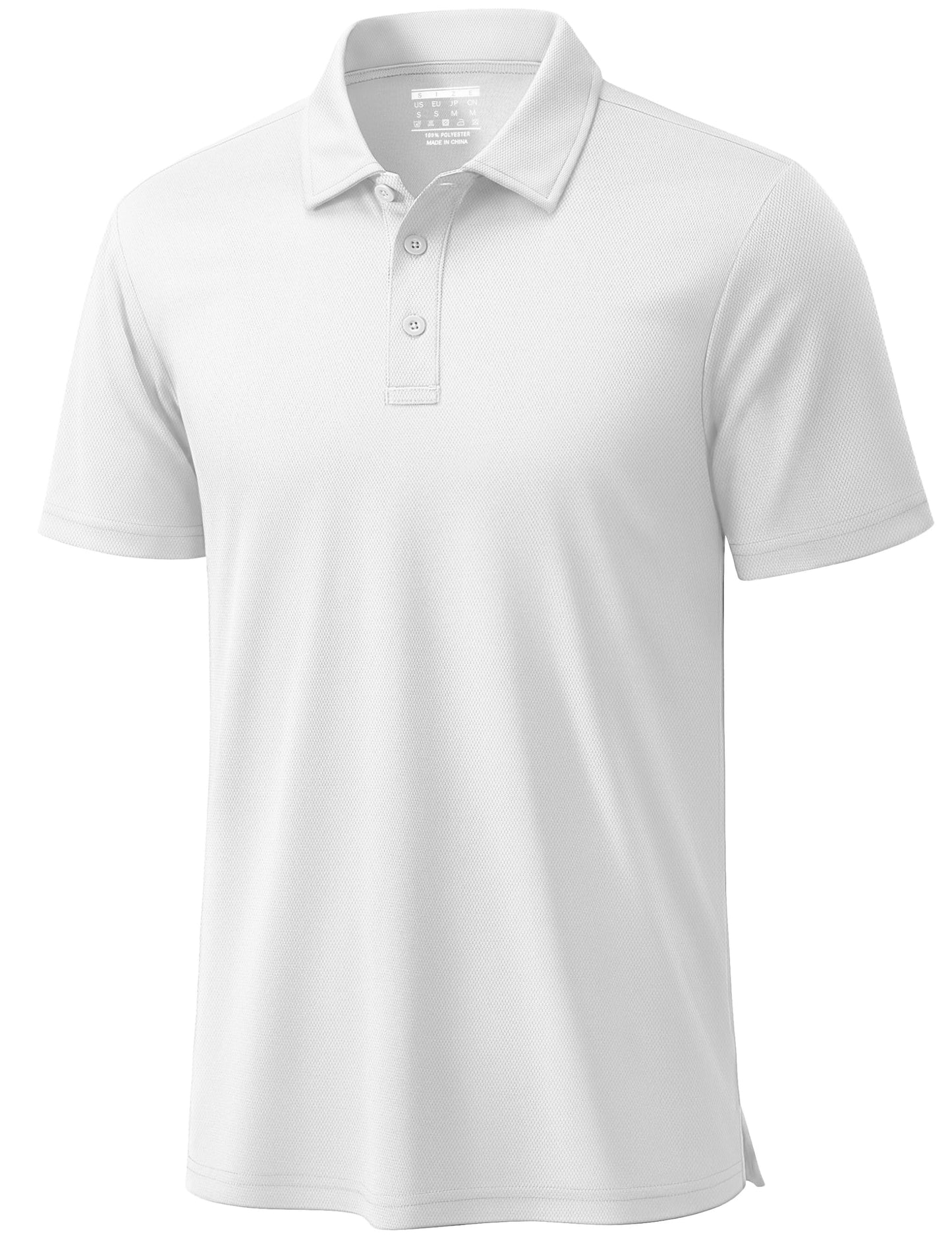 TACVASEN Mens Polo Shirts Short Sleeve Dry Fit Performance Breathable Golf Shirt with Collar Tennis Casual Business Work White, XL