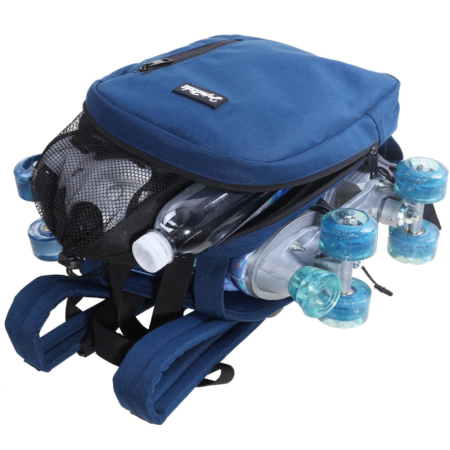 JajaHoho Roller skates bags for Women Men, Indigo Dark Blue Sports Backpack for Rollerskates, Ice skates, Inline skates, Skate Gear Storage, Durable and Stylish, 11.8 x 9 x 2.8 inches (Navy Blue)