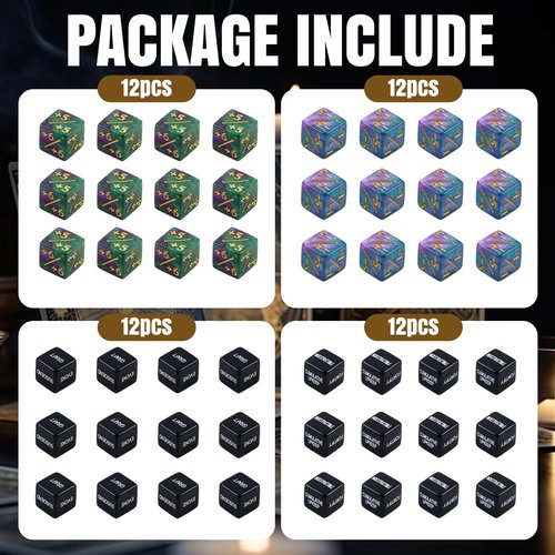 48 Pieces Abilities Keywords Counter Dice,MTG Life Counter 1/+1,Creature Stats Buff Tokens Dice,MTG Dice Set for MTG, TCG, Card Games Accessories