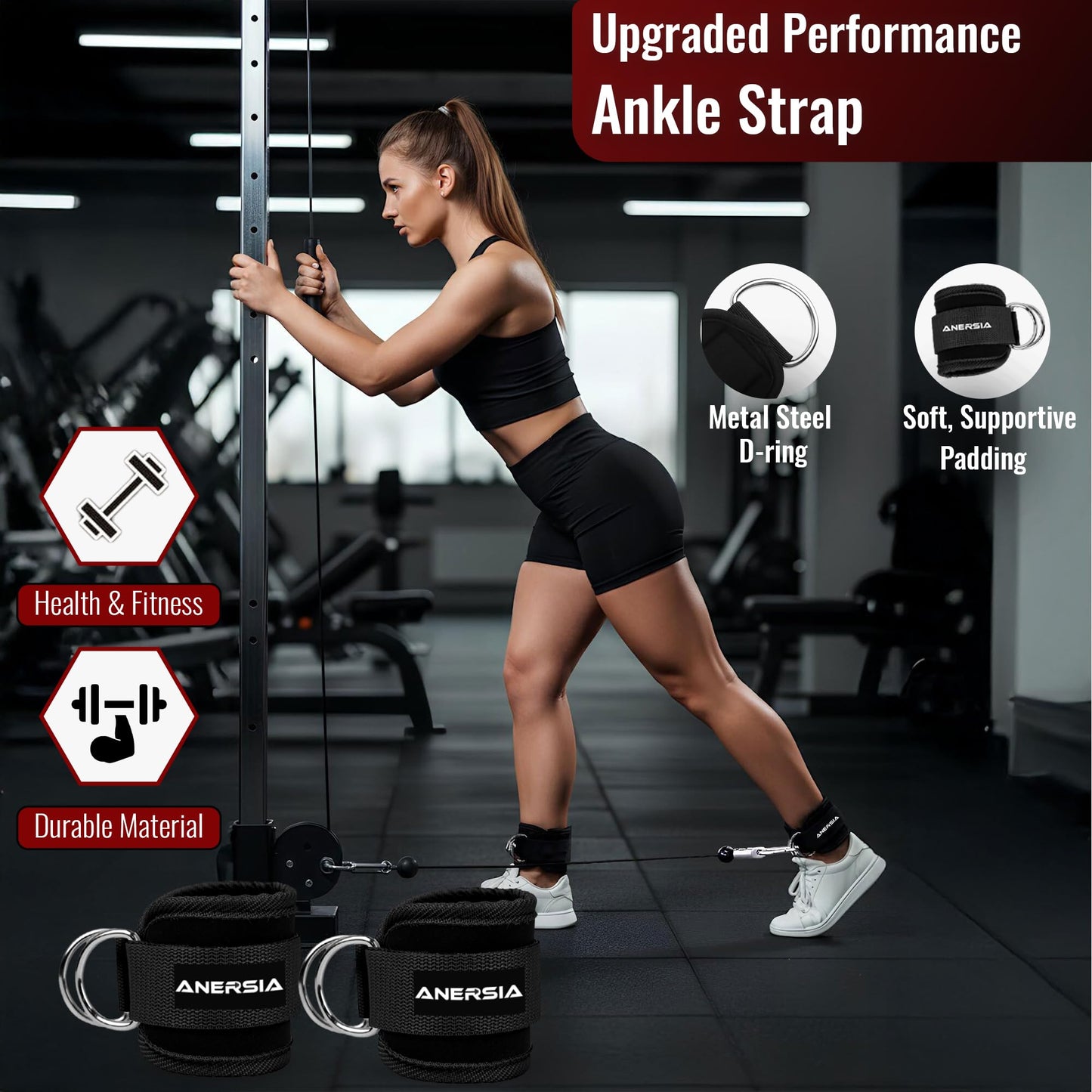 ANERSIA 10 in 1 Barbell Pad Set for Squats & Hip Thrust – Barbell Pad with Resistance Bands, Lifting Straps, Ankle Straps & Barbell Clamps – Weightlifting Accessories Kit for Home Gym