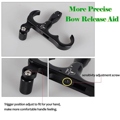 ZSHJGJR Archery Bow Release Aid 360° Rotating Head Thumb Release for Compound Bow Hunting Shooting Accessories (Black)