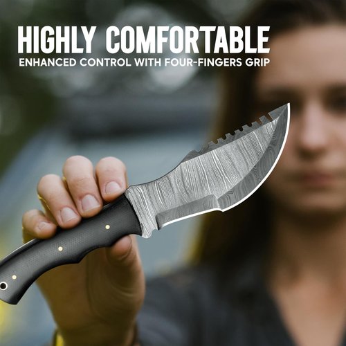 RISING CRAFTS 11.00 Inch Tracker Knife-Fixed Blade, Full Tang, Survival, Hunting, Tactical, Full Tang Knife for Camping, Bushcrafting-Gift For Men