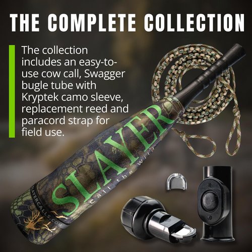 The Enchantress - Elk Slayer | Push Button Elk Call for Realistic Cow Elk Sounds | Collection Bundle: Call, Bugle, Strap, & Replacement Reed