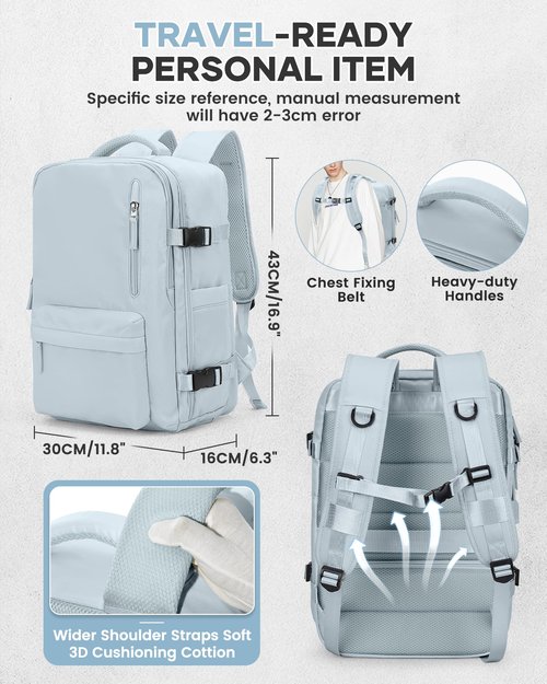 Vacuum Travel Backpack with Pump for Women,Airback Personal Item Carry on Backpacks Flight Approved 18x14x8 inches for Men,Laptop Waterproof Work Compression bags Casual Daypack,Blue