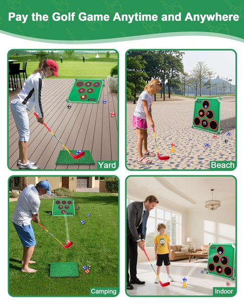 Golf Putting Game Set with 20 Sticky Golf Balls - Fun Outdoor Indoor Party backyard Golf Chipping Cornhole Games for Adults Family- Portable Yard Beach Golf Activity - Golf Clubs Are Not Included