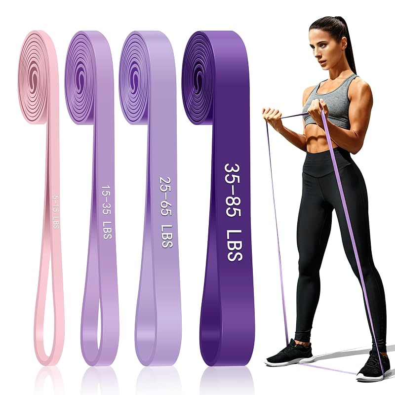 4-Level Resistance Bands Set with Purple Gradient — Pull Up Assistance Bands