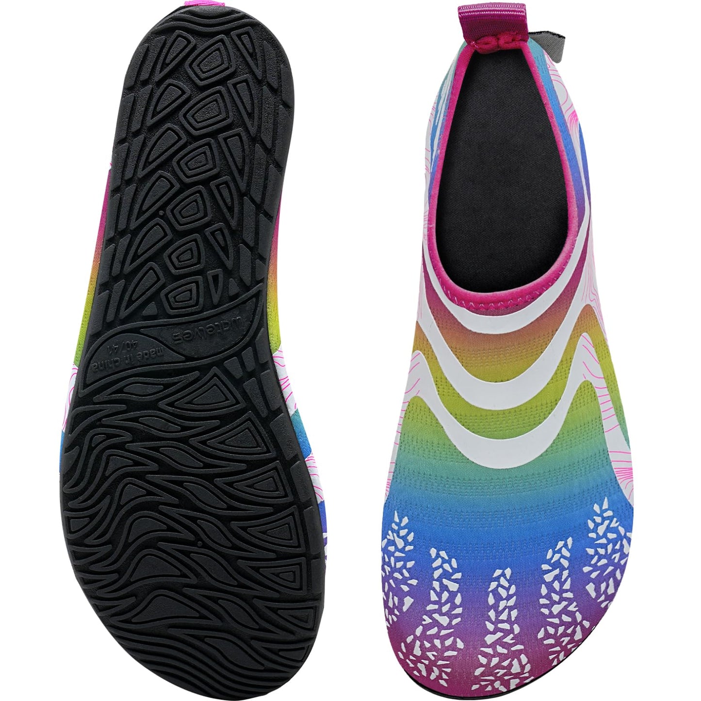 WateLves Water Shoes for Womens Mens Barefoot Quick-Dry Aqua Socks for Beach Swim Surf Yoga Exercise (JY.Rainbow, 38/39)