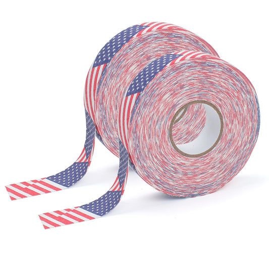 2 Rolls Hockey Stick Tape, Colored Cloth Grip 1"x27yds Multipurpose for Baseball Athletic Sports Lacrosse Softball Bats Rackets Pullup Bars Gardening Tools Hand Taping Easy to Tear, Stretch (USA Flag)