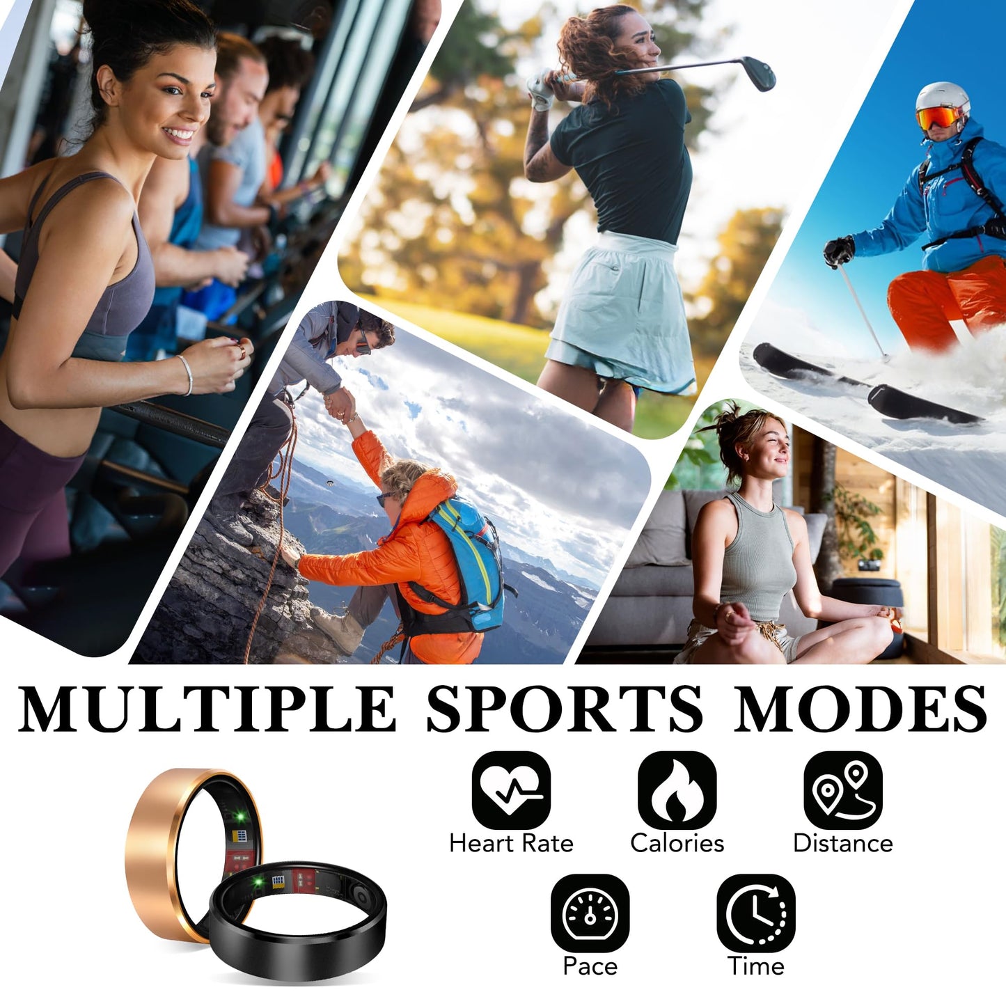 Milavan Smart Health Ring for Women Men Fitness Tracker with Heart Rate, Blood Oxygen, Blood Pressure, Sleep Monitoring, Step Counting, Warm Gold 11