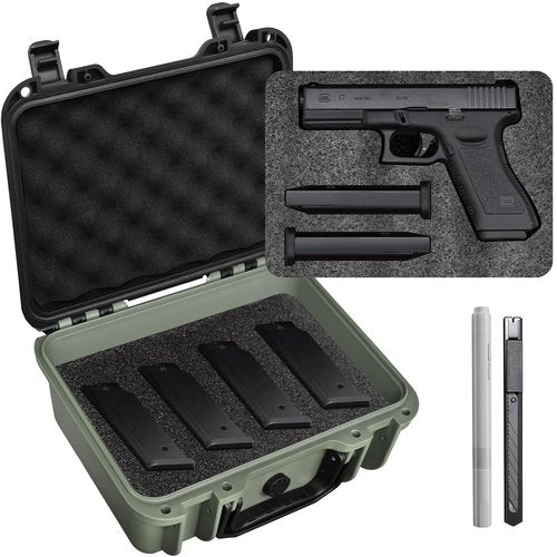 Turokacase Gun Cases for Handguns - TSA Approved Pistol Case with Dual-Layer DIY Customizable Cuttable Polyurethane Foam Insert for Glock, Smith & Wesson, Sig Sauer etc.