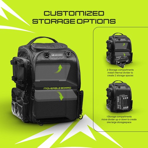 Zaloom Fishing Backpack with Rod Holder & Foldable Net - 40L Fishing Tackle Backpack, 2 Tackle boxes, Hiking Bag with Waterproof Rain Cover, Extra Storage Compartments